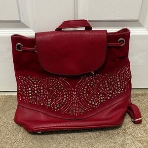 Elegant Red Women's Backpack Bag